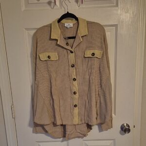 Women's Beige Button-Up Jacket